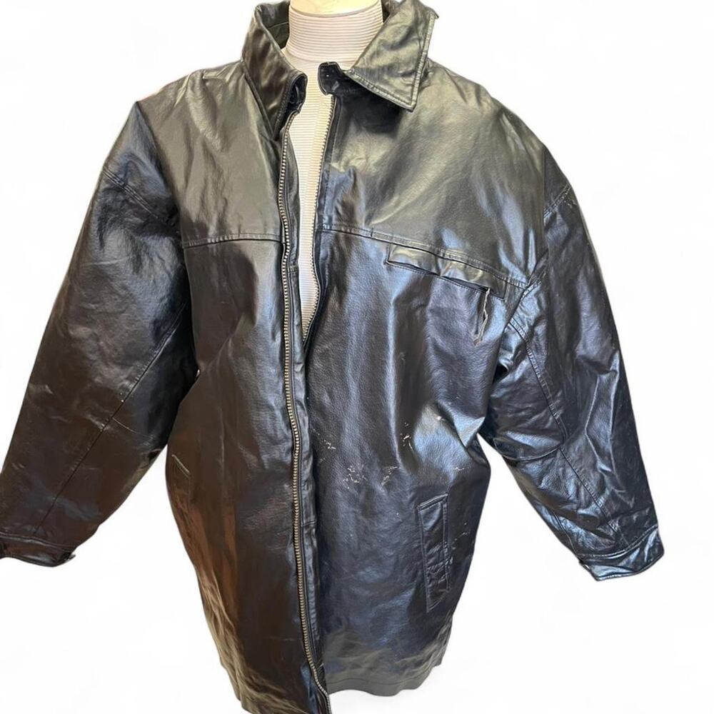 Black leather jacket with zipper